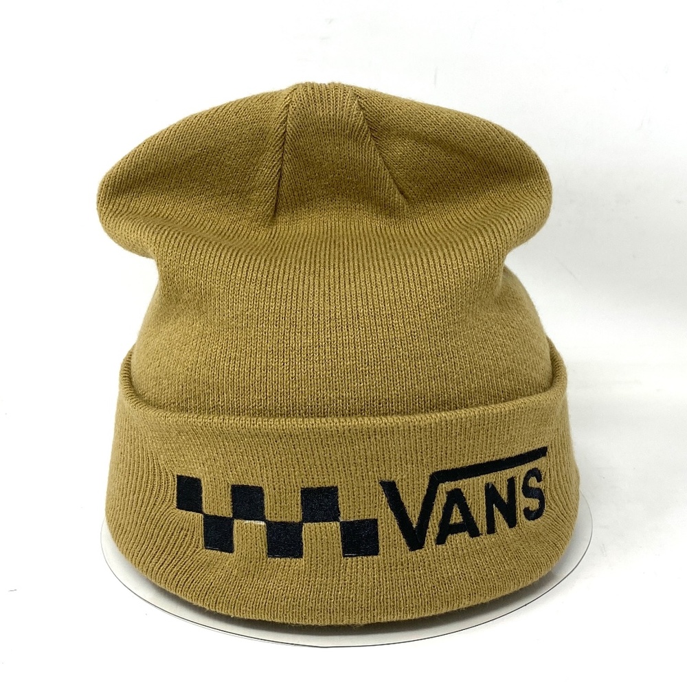 VANS Trecker Beanie Knit Tan Black Hat Unisex One Size Logo VN0A7UDDMD2